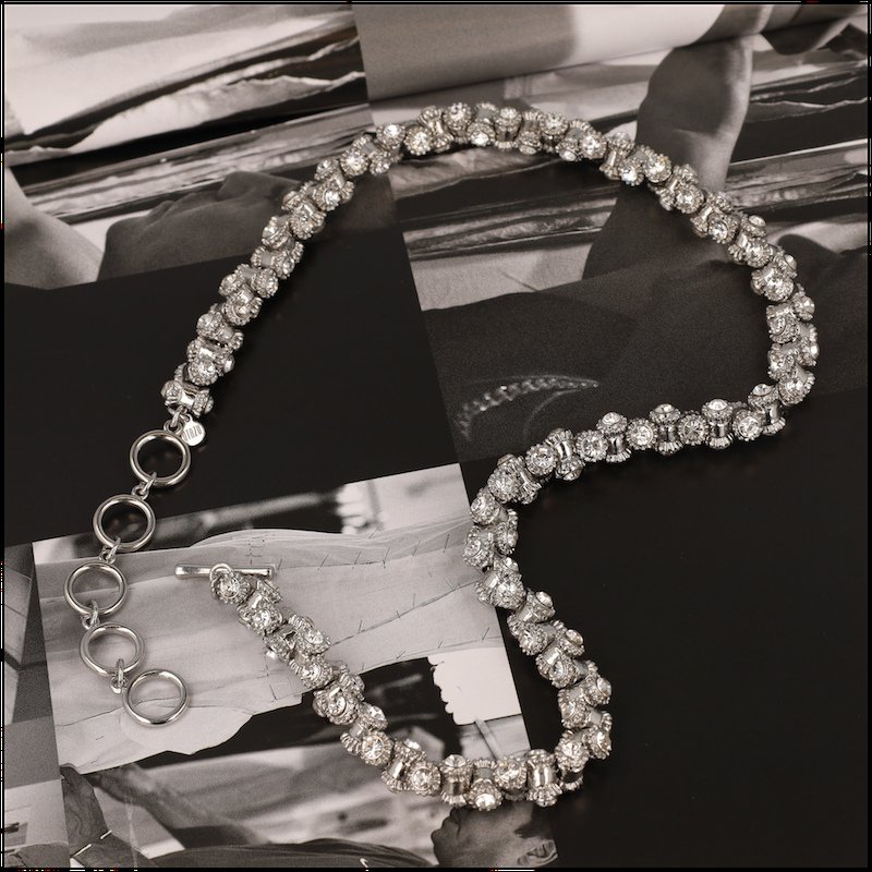 Otazu Vintage Barrel Necklace - Rhodium