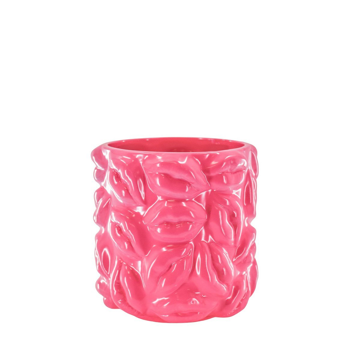 Topf - Kisses - Keramik - Neon Pink - 17,5x17,5x17,5cm