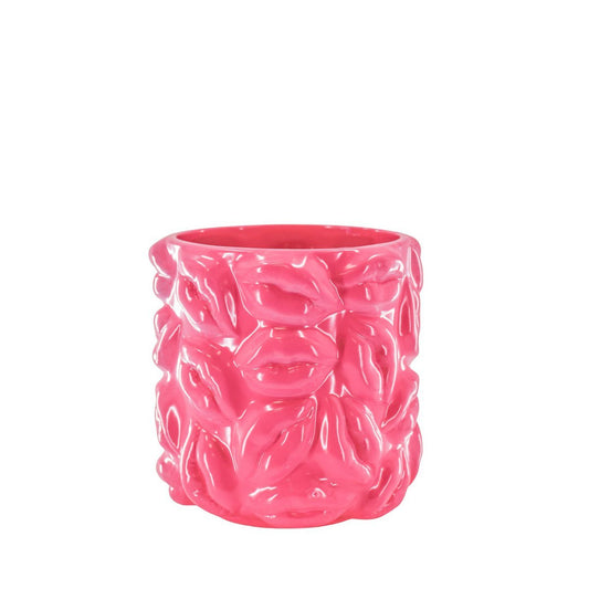 Topf - Kisses - Keramik - Neon Pink - 17,5x17,5x17,5cm