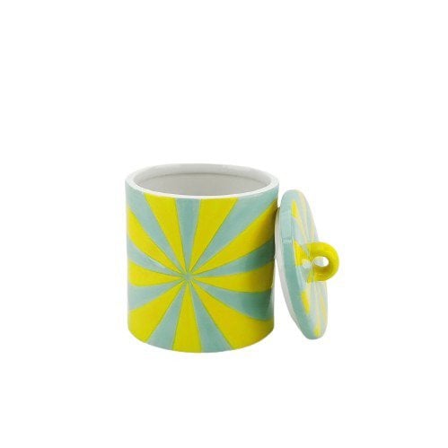 Deco Jar -Wirl - Dolomit - Gelb/Mint - 11x11x14,5 cm