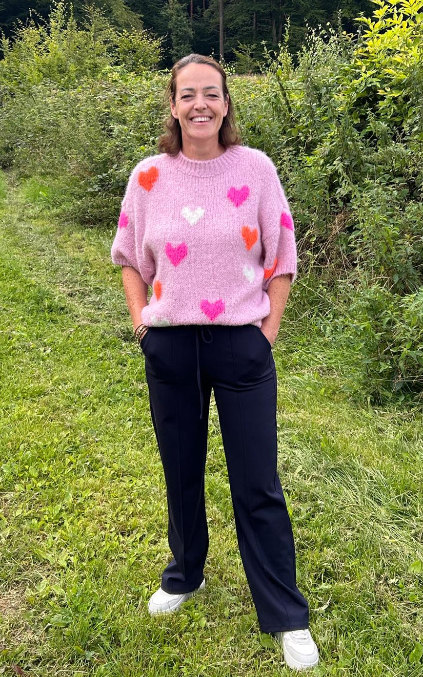 Strickpullover Damen – Grobstrick mit Herzen