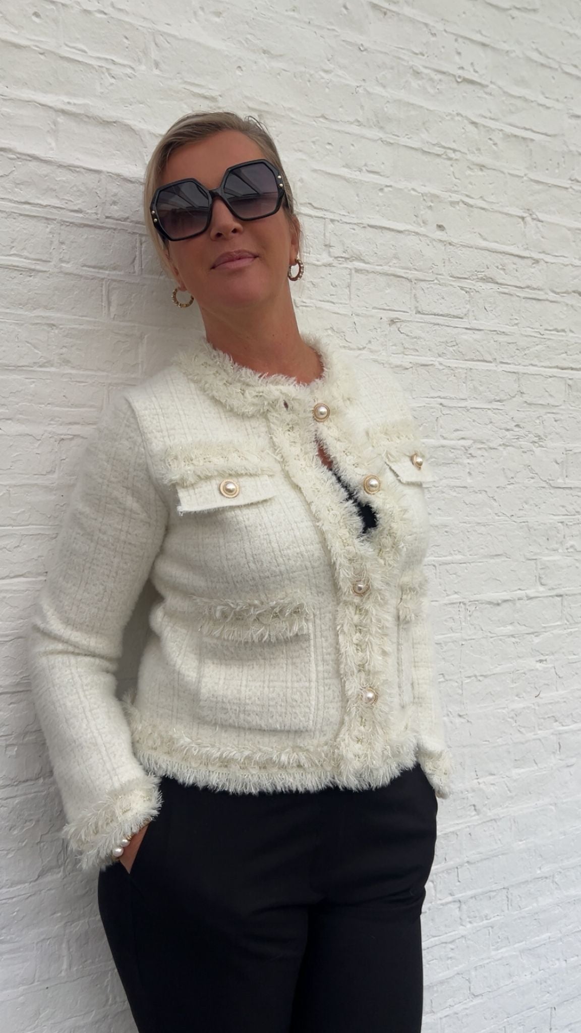 Coco Style Strickjacke Damen – Bouclé Look