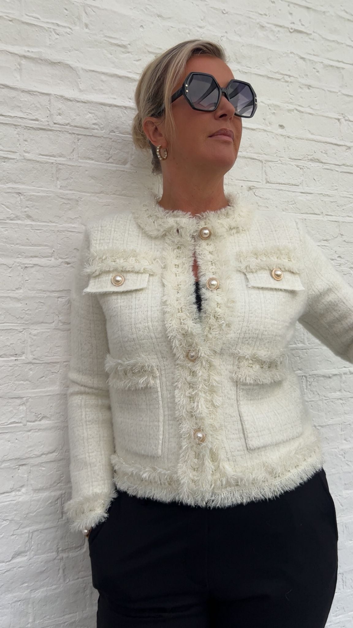 Coco Style Strickjacke Damen – Bouclé Look