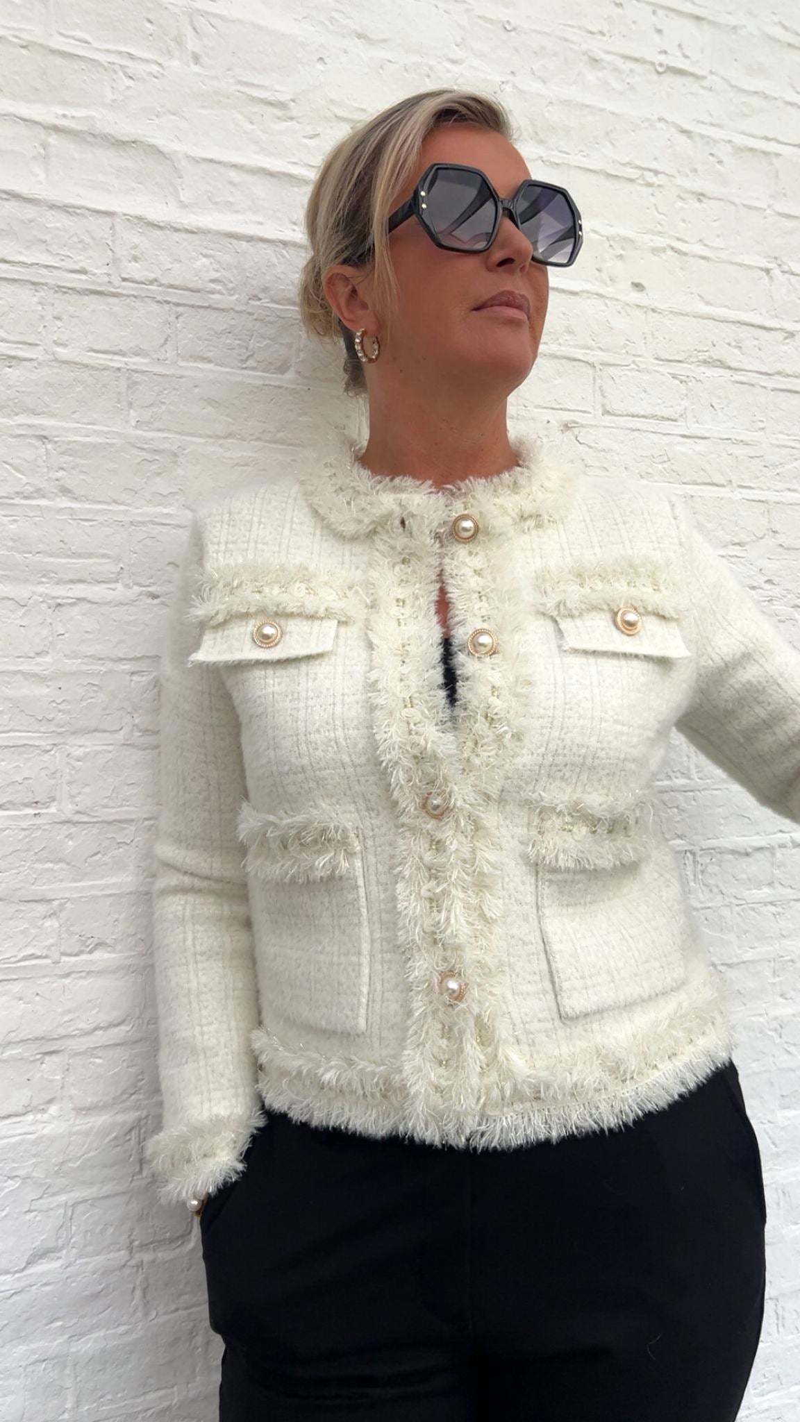 Coco Style Strickjacke Damen – Bouclé Look