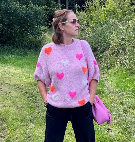 Strickpullover Damen – Grobstrick mit Herzen