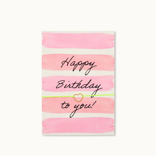 Armband-Karte: Happy Birthday to you! - neongelbes Armband