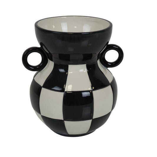 Vase - Krug - Keramik - Schwarz/Weiß - 14,5x14x17cm