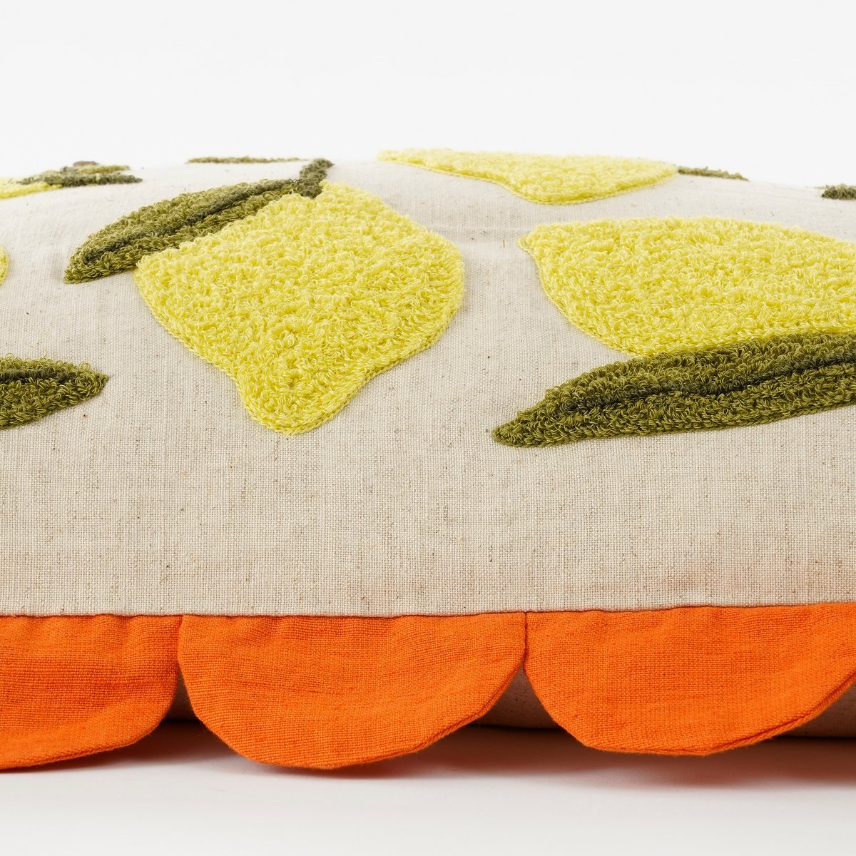 Zitronen dekoratives Kissen - L65 x B45 x H10 cm - Baumwolle - weiß, gelb, orange