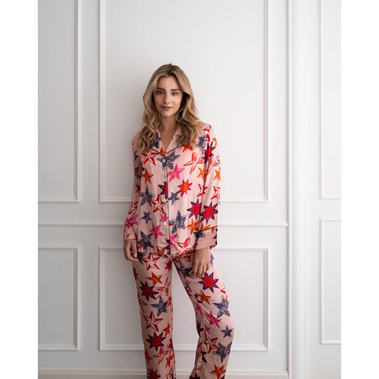 Bluse mit geradem Schnitt und Sternen