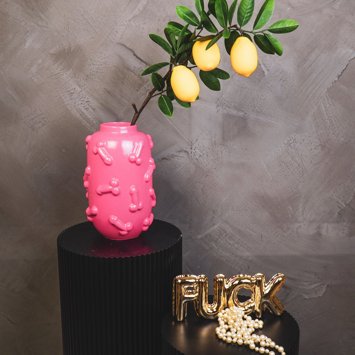 Vase - Dick - Keramik - Rosa - 17x17x27cm