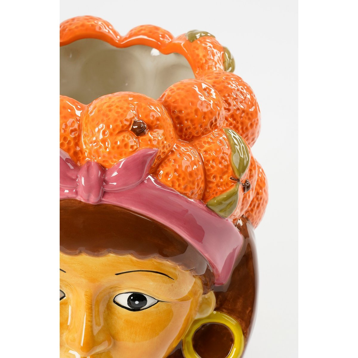 Lustiger Blumenknopf im Inneren - L20 x B20 x H22 cm - Dolomit - Orange