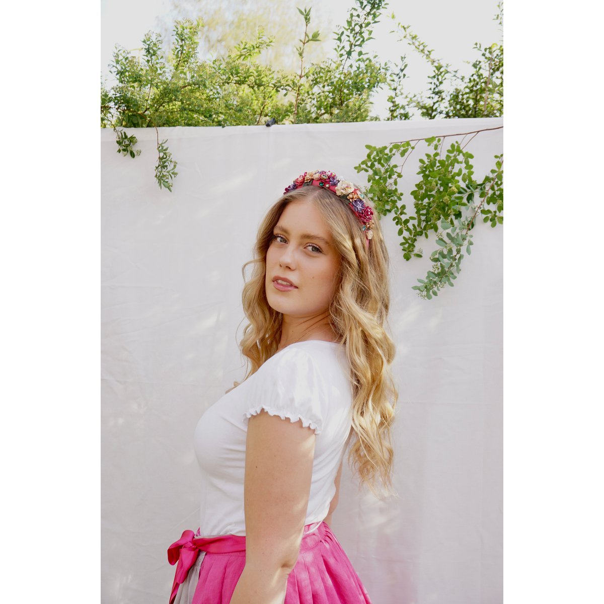 Haarreif Blumen pink