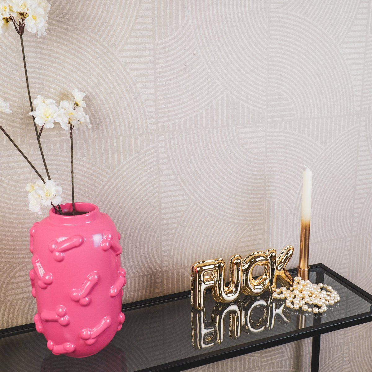 Vase - Dick - Keramik - Rosa - 17x17x27cm