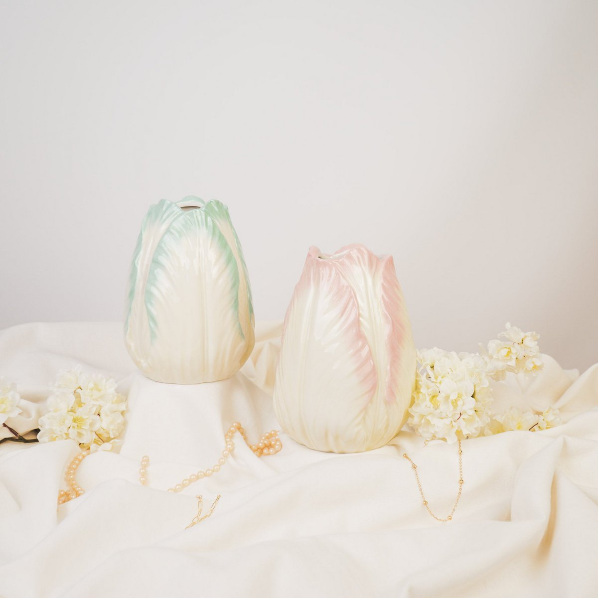 Vase- Tulip Head-Stoneware- Rosa 14x14x19cm