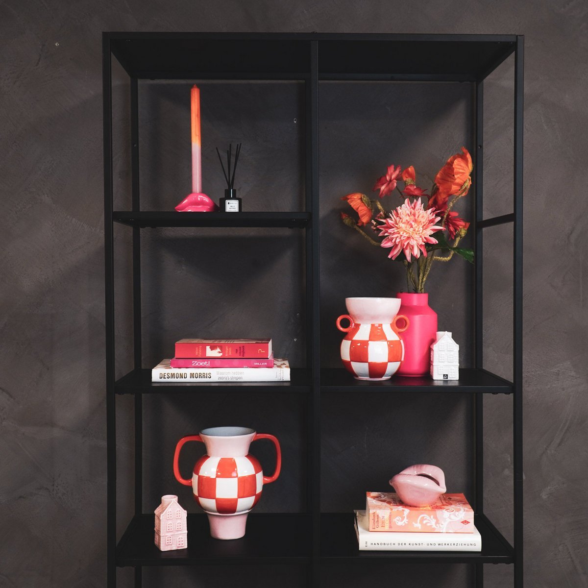 Vase - Krug - Keramik - Orange/Rosa - 22x14,5x22,5cm