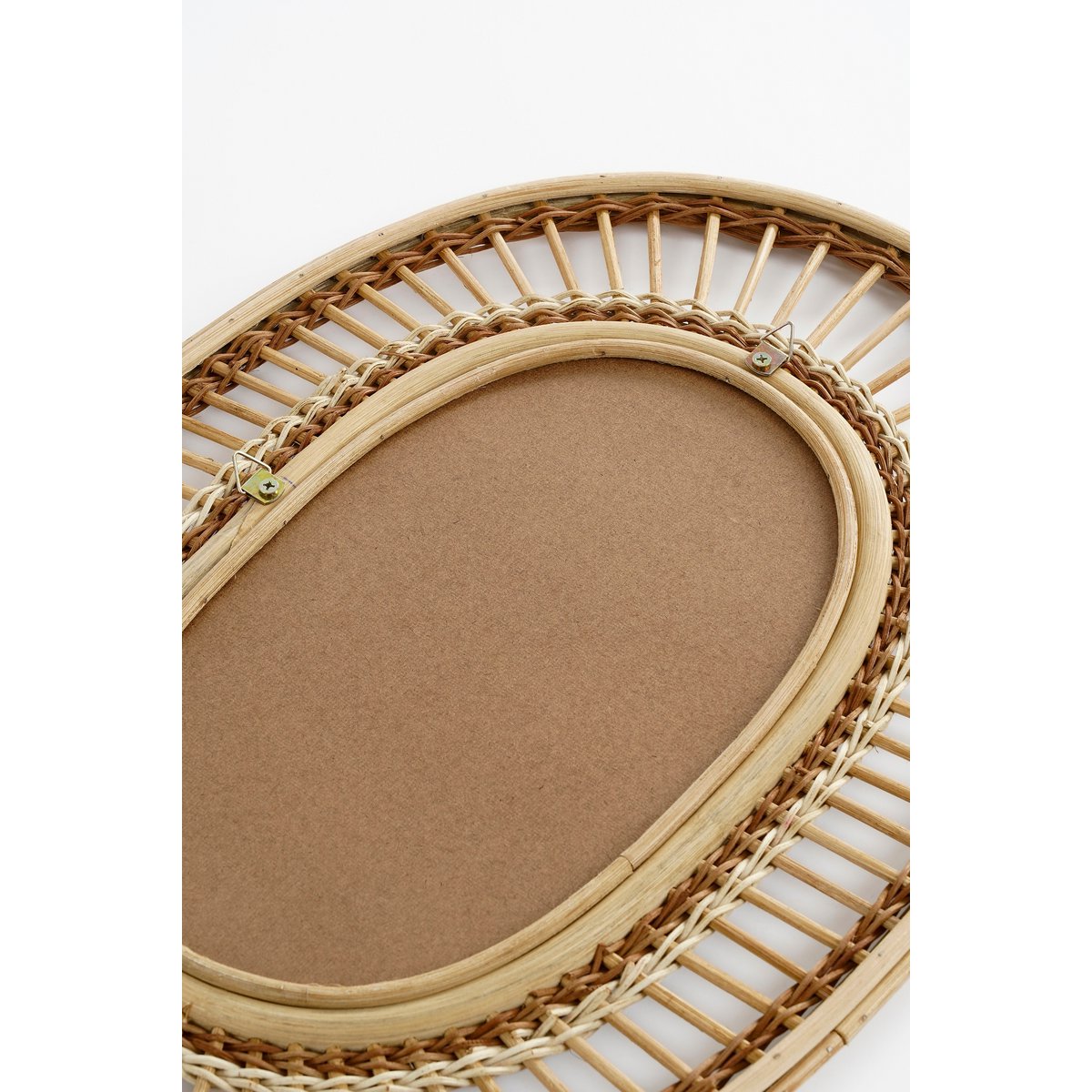 Ovaler Wandspiegel - L59 x B40 x H3 cm - Rattan - hellbraun