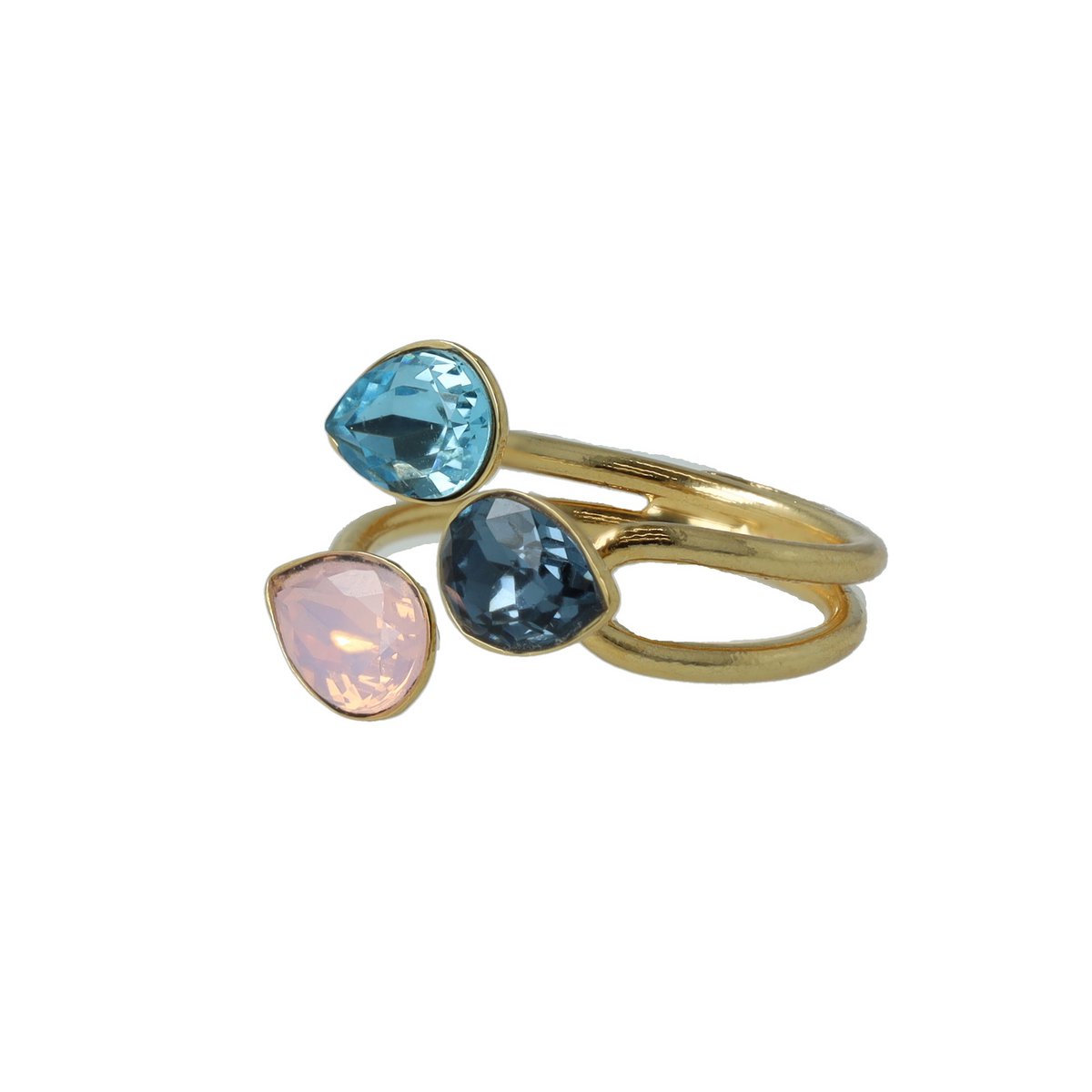 Classic Triple Leaf Ring Rosewater Opal