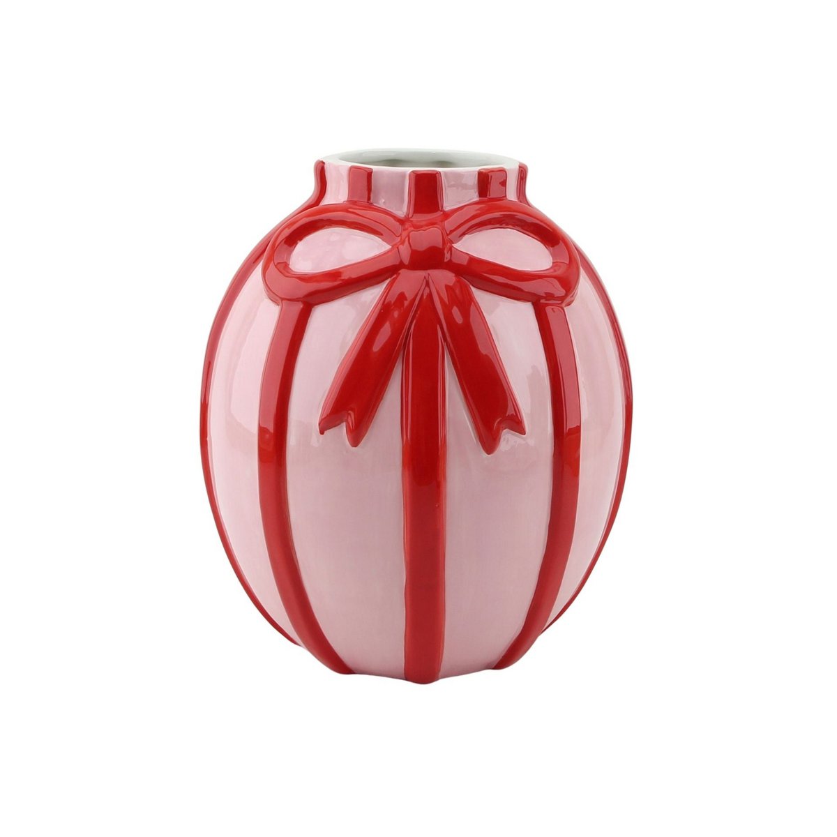 Vase- Blumenvase-Band- Pink/Red-17x17x17,5 cm