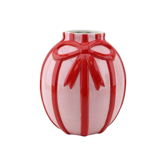 Vase- Blumenvase-Band- Pink/Red-17x17x17,5 cm