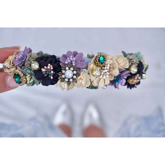 Haarreif Blumen hellblau