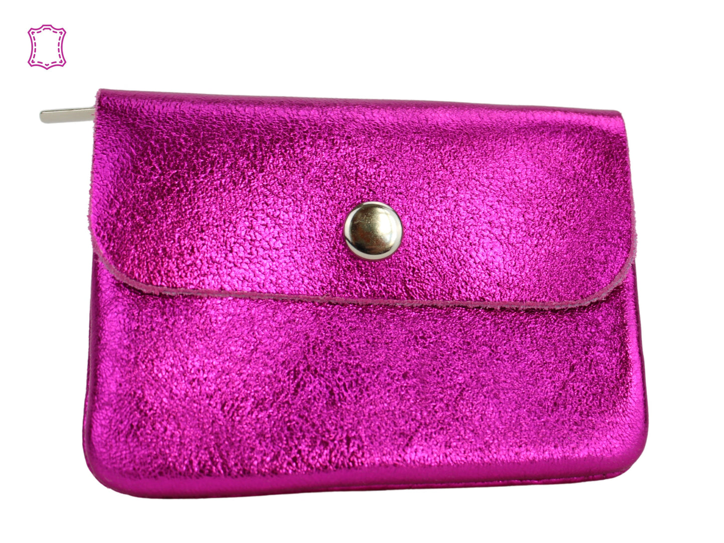 Metalen portemonnee ECHT LEDER MINI 👛