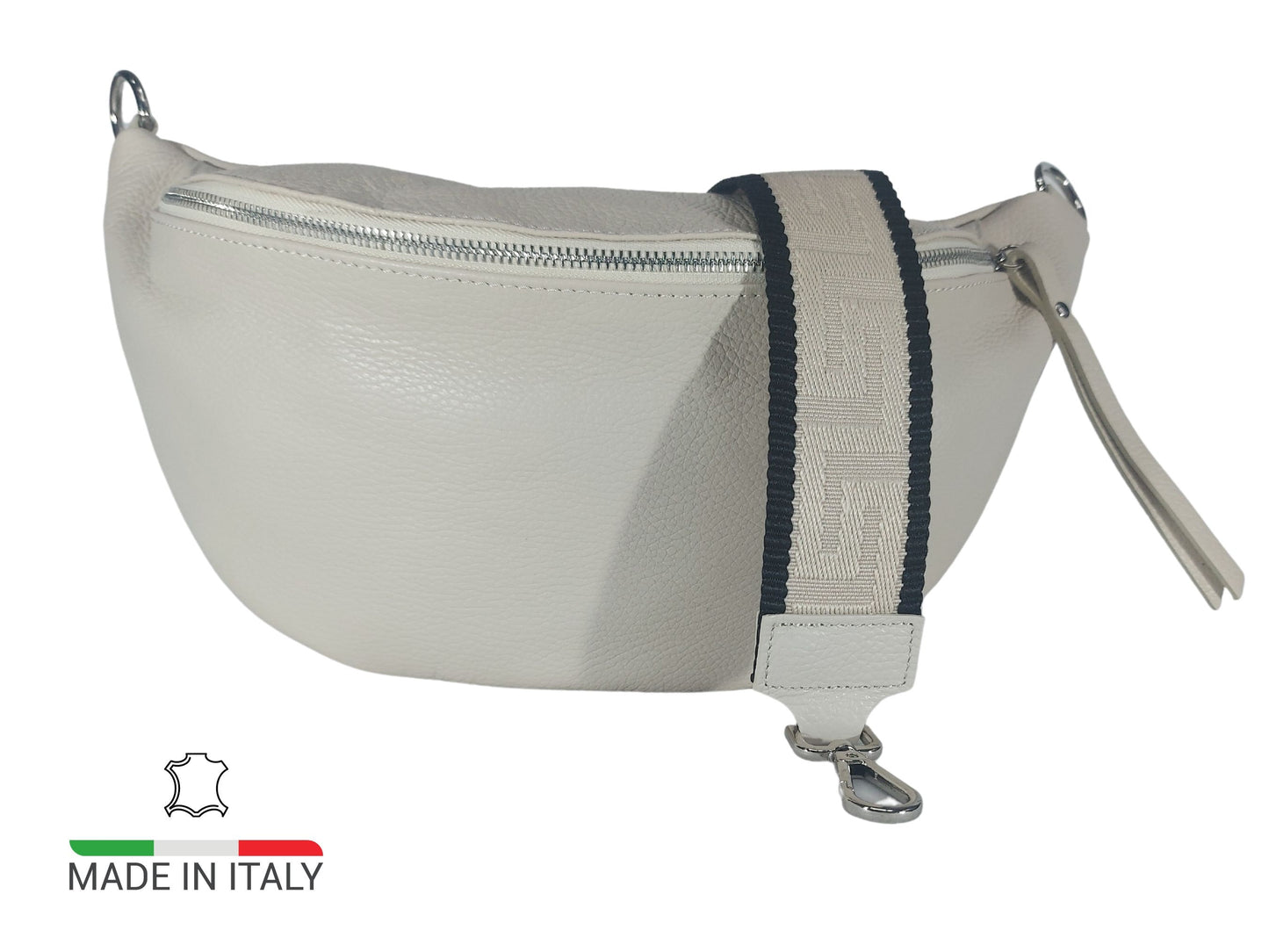 Bauchtasche Leder XXL Crossbody Tasche mit Wechelgurt Crossbody Tasche Damen beige Umhängetasche Bananen Tasche Crossbag Slingbag